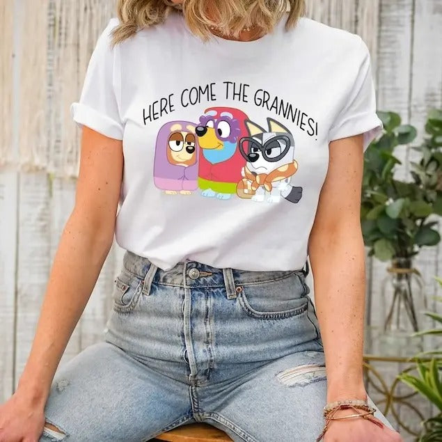 Here Come The Grannies T-shirt, Funny Bluey Shirt, Rita Shirt, Bingo Shirt Hoodie, Sweatshirt | UrbanDripWear.com