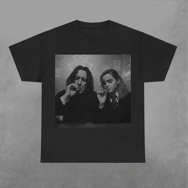 Hermione and Snape Smokin Shirt, Potter TShirt, Wizarding Fan Shirt, Potterhead Shirt, Retro Funny Movie Graphic Tee...