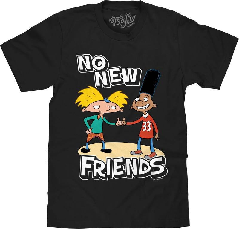 Hey Arnold No New Friends Arnold and Gerald T-Shirt - Black graphic tee Hoodie, Sweatshirt | UrbanDripWear.com