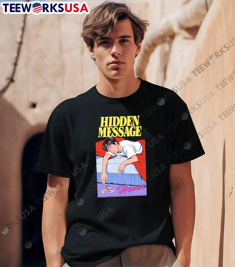 Hidden Message Home Sad Boy Lying on Bed T-Shirt