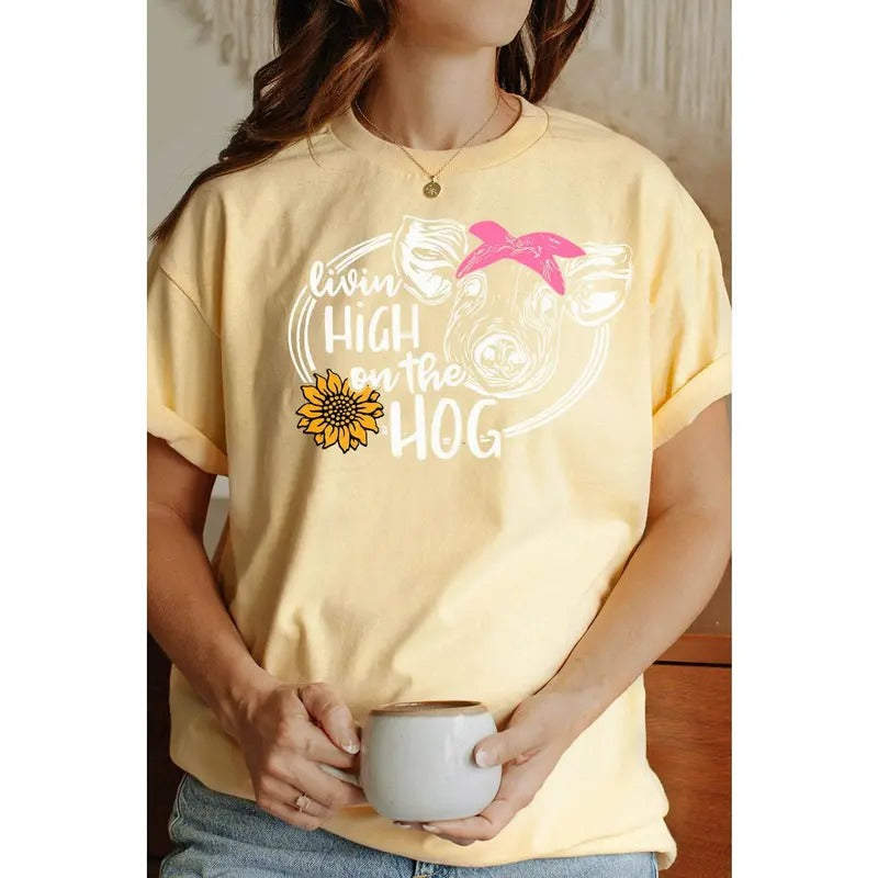 High On The Hog Short Sleeve Relaxed Fit T-Shirt Hoodie, Sweatshirt | UrbanDripWear.com
