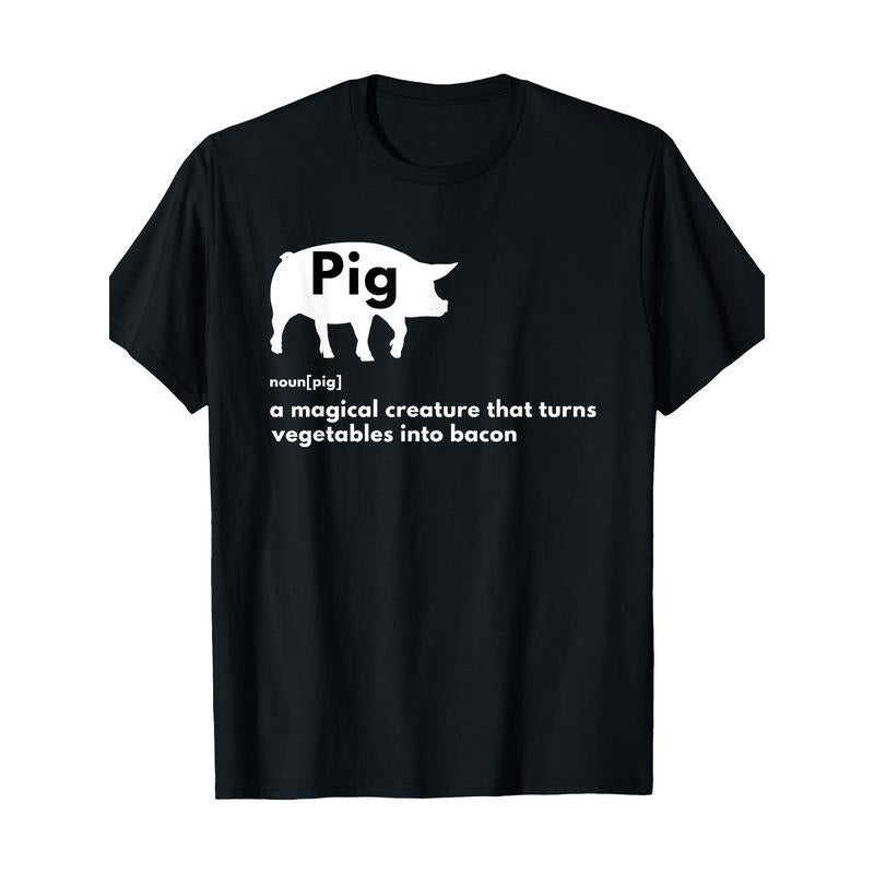 Hilarious Pig Definition - Funny Bacon Lover & Foodie T-Shirt, 100% Cotton,  made in usa Hoodie, Sweatshirt