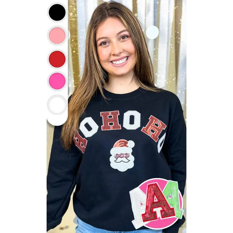 Ho Ho Ho Santa Sequin Graphic Sweatshirt T-Shirts, Hoodie | UrbanDripWear.com