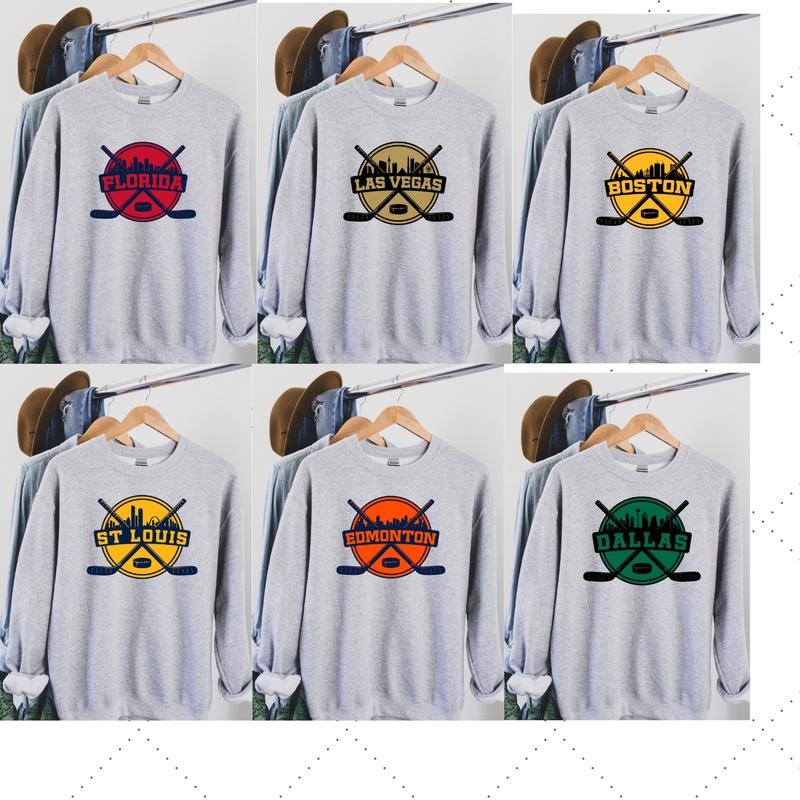 Hockey Sweatshirt City Pride Hockey Sweatshirt Hockey Sweater Comfy Sweatshirt T-Shirts, Hoodie | UrbanDripWear.com