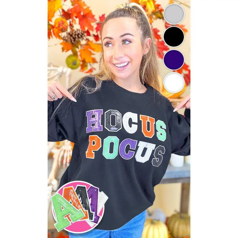Hocus Pocus Halloween Sequin Graphic Sweatshirt T-Shirts, Hoodie | UrbanDripWear.com