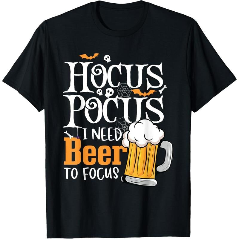 Hocus Pocus I Need Beer To Focus Funny Beer Halloween T-Shirt  made in us Hoodie, Sweatshirt | UrbanDripWear.com