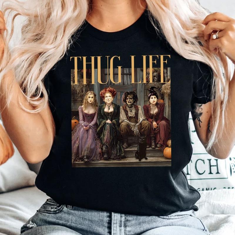 Hocus Pocus ThugLife Shirt, Horror Characters Shirt, Halloween Graphic Tee Hoodie, Sweatshirt | UrbanDripWear.com