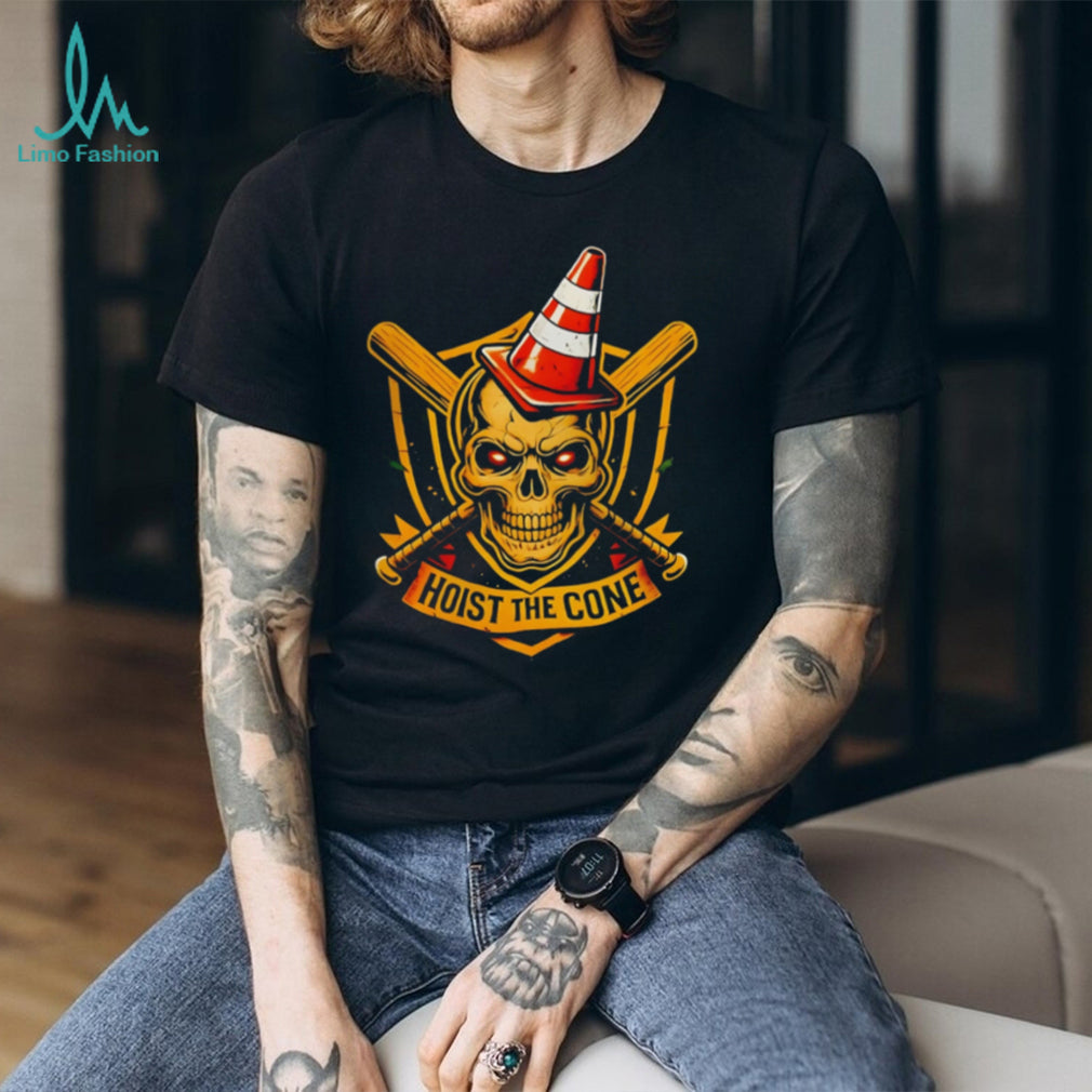Hoist The Cone Skull and Crossbats Baseball Mascot Graphic T Shirt