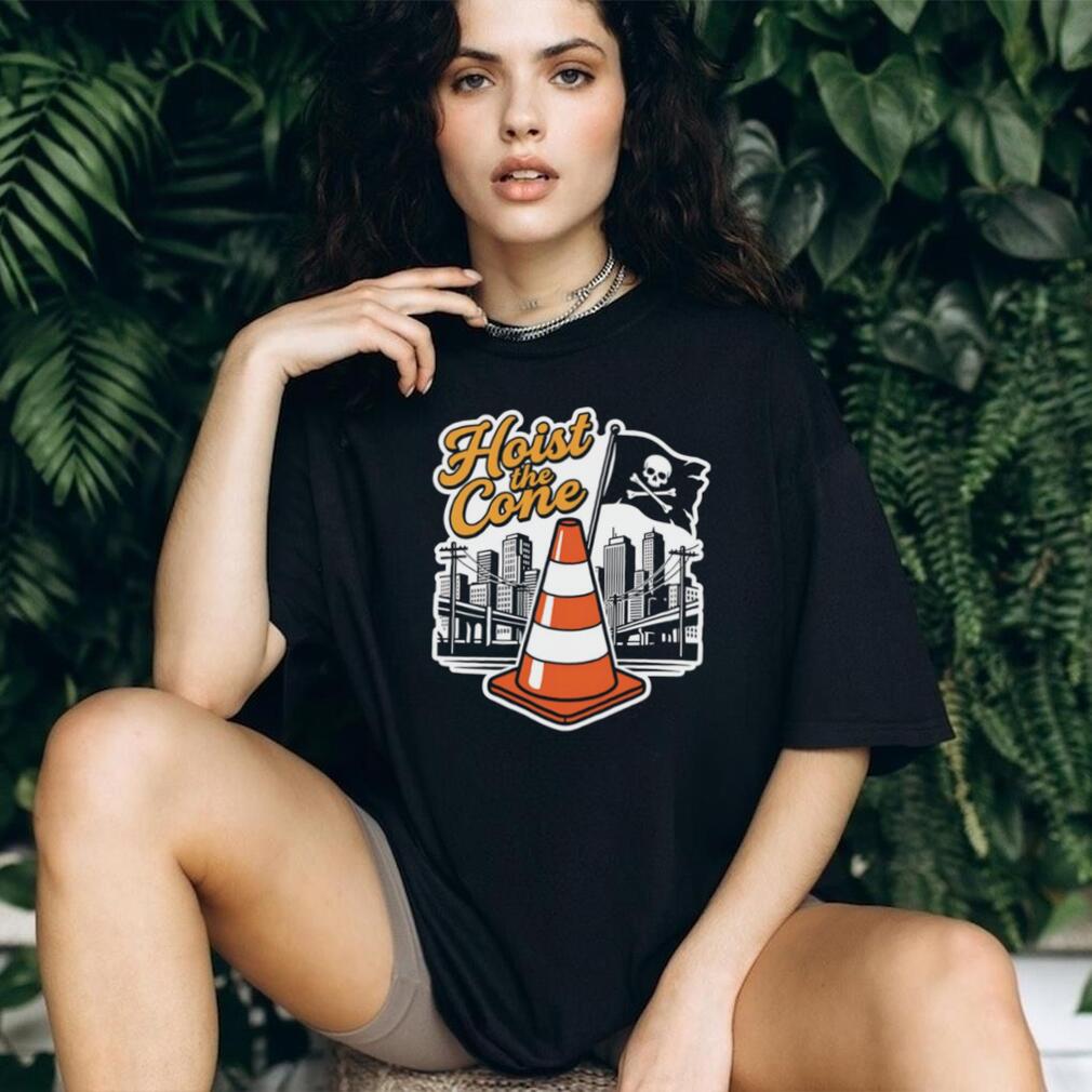 Hoist The Cone Traffic Cone Pirate Skull Cityscape T Shirt