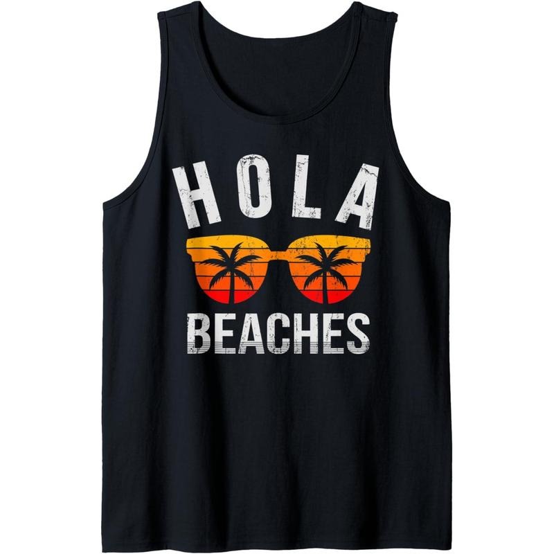 Hola Beaches Tank Top Funny Beach Vacation Shirt Summer Tank Top Made in USA Hoodie, Sweatshirt | UrbanDripWear.com