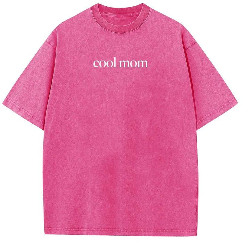 Holafish Acid Wash Shirts Cool Mom Mother's Day Oversized Half Short Sleeves Casual Women Letter Printed Graphic Tee...
