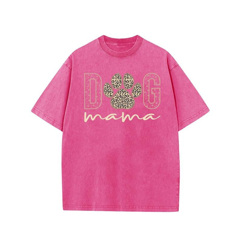 Holafish Acid Washed Shirts DOG mama Print Oversized Half Short Sleeves Casual Graphic Tee Summer Comfortable Cotton Plus...