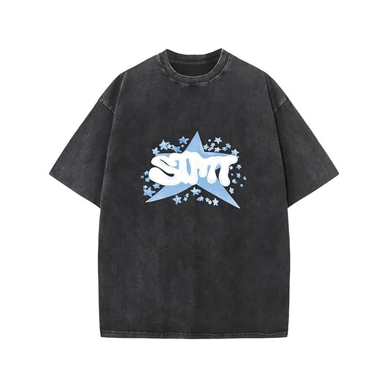 Holafish Acid Washed Short Sleeve T- Shirts Unisex Oversized Heavy-Weight Cotton Solid Drop Shoulder Vintage Street Wear...