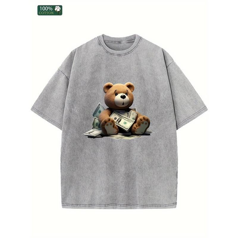 Holafish Bear Acid Washed  Oversized Vintage t Shirts for Women Short Sleeve Cotton Casual Baggy Tees Teens Trendy Crew...