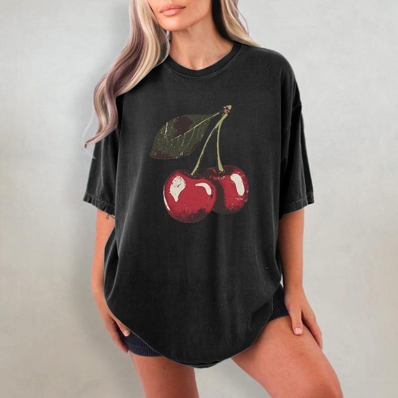 Holafish Comfort Colors Vintage Cherry Shirt, Cherry Tee, Fruit tshirt, Summer Shirt, Food lover gift, Top Oversized...
