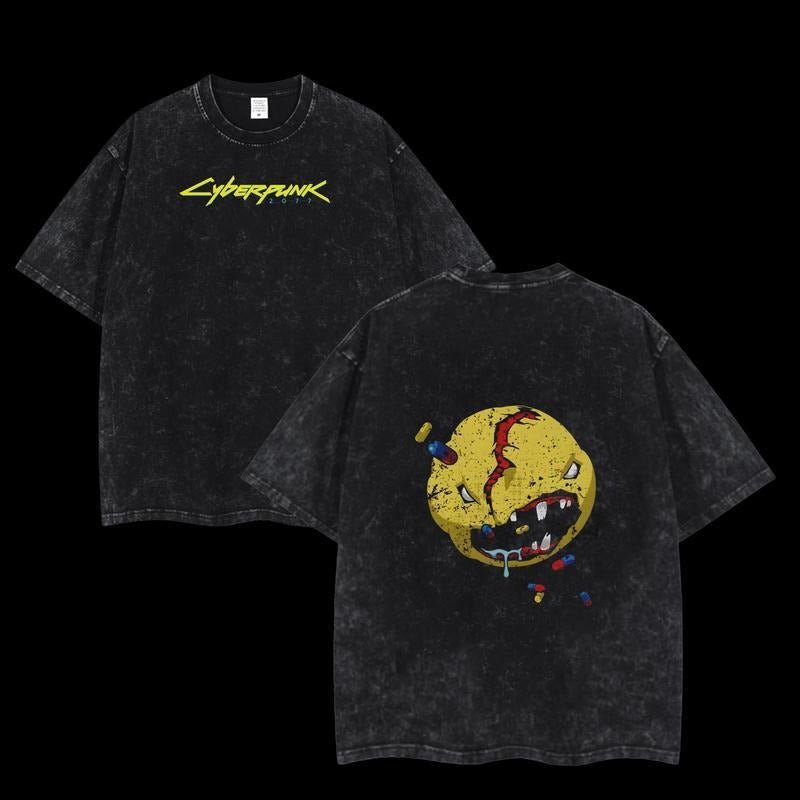 Holafish Cyberpunk 2077 V's favorite Unisex Acid Washed Lightweight Cotton Fabric Menswear, Gifts for Gamers Cyberpunk...