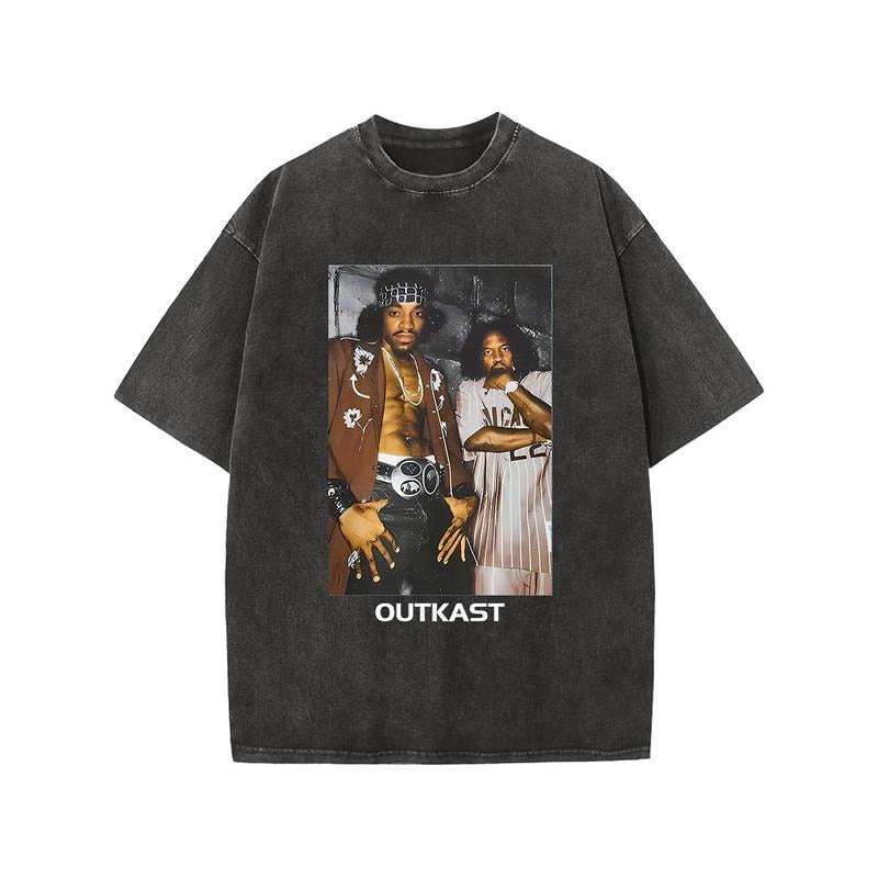 Holafish Printed Cotton Acid Washed T-Shirts Oversized Half Short Sleeves Casual Loose Streetwear Top,Mens Retro Street...