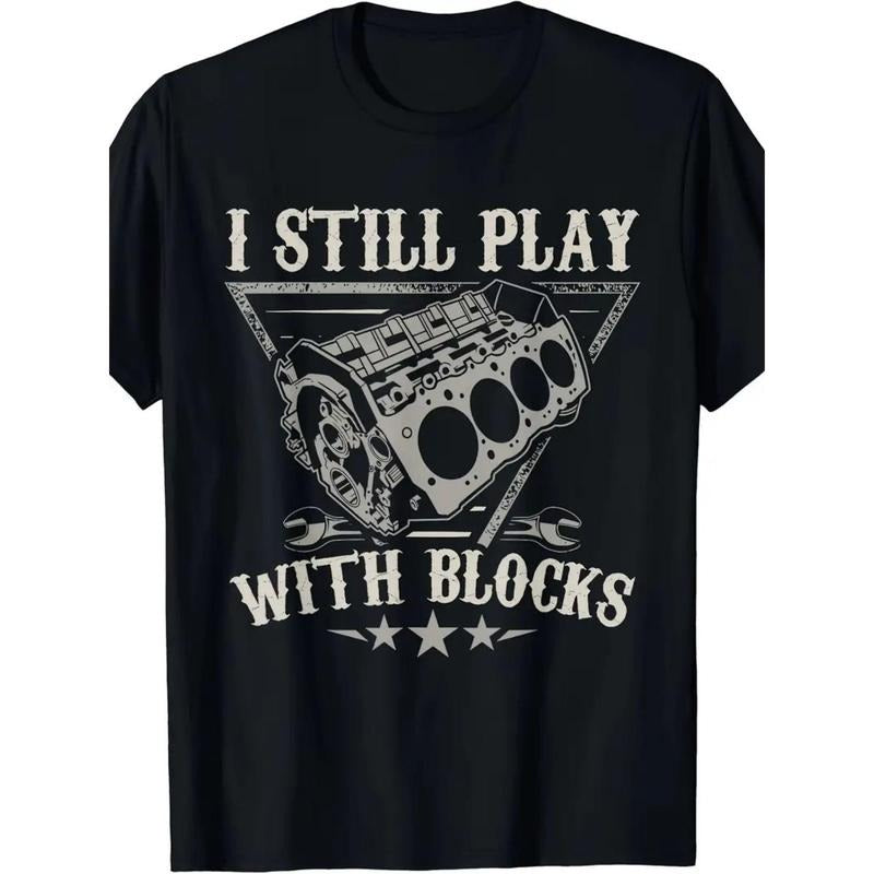 Holafish Retro Street Element Printed T-shirt Classic Letter Pattern Pure Cotton Short Sleeve Menswear Top I Still Play...