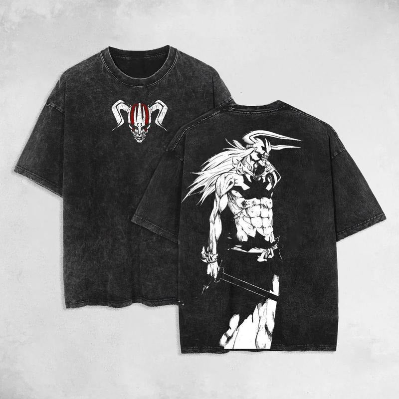 Holafish Retro Vintage Limited IchiGo V2 - Blleach  Double Printed  Washed Tee Unisex Oversize  Manga Acid Washed...