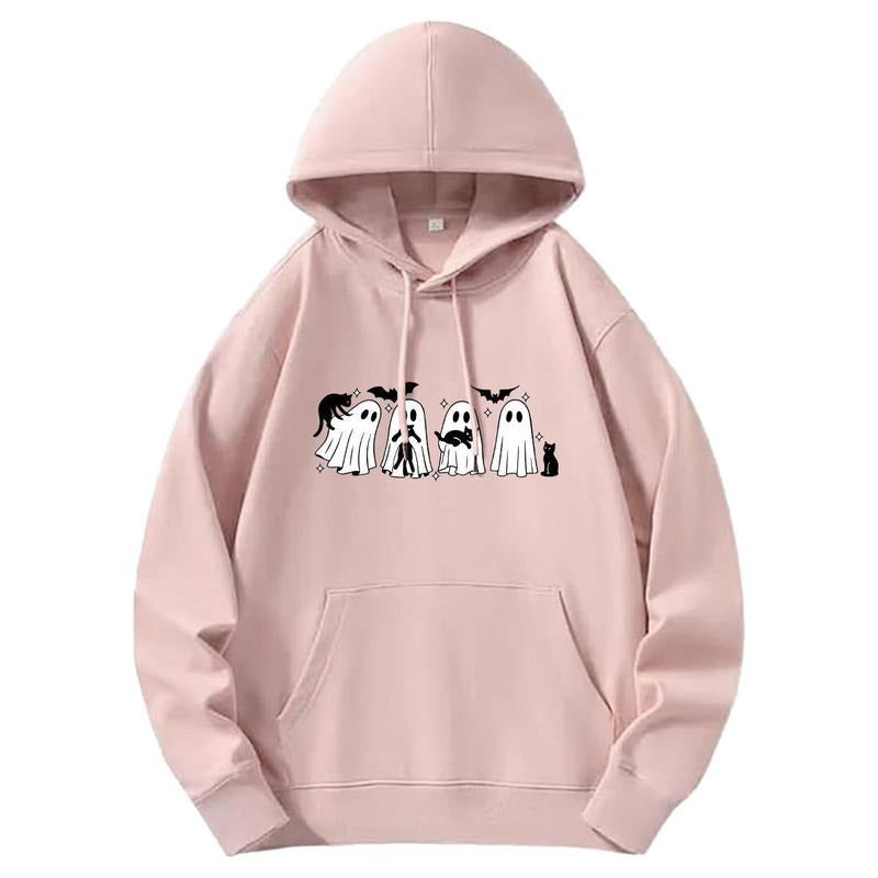 Holafish Women's Halloween Hoodie, Spooky Ghost Graphic Sweatshirt, Long Sleeve Cute Halloween Festival Tops 2025 Casual...