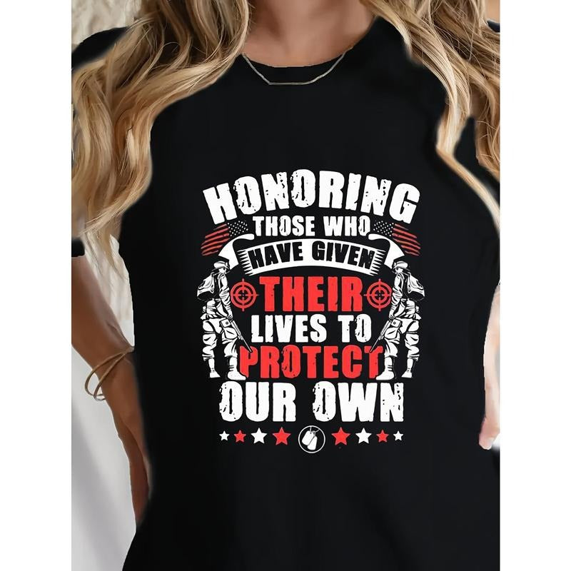 Honoring Soldiers' Sacrifice - Women's casual round neck T-shirt - pure Cotton - comfortable fabric