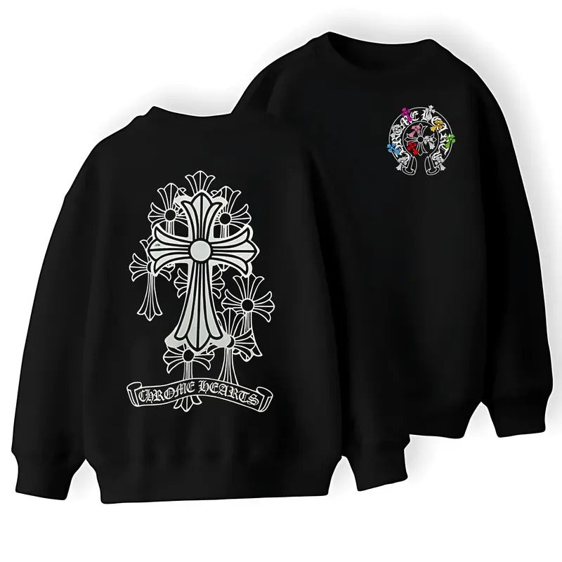 Chrome Hearts Cross Iconic Gothic Crewn T-shirt/Sweatshirt/Hoodie - Classic Fit - Cotton | UrbanDripWear.com