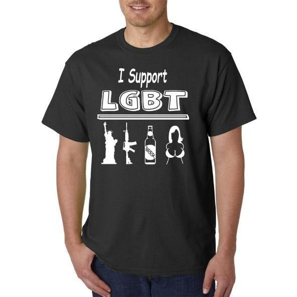 I Support LGBT - Liberty Guns Beer T*ts T-Shirt / Hoodie - Sarcastic Adult Humor made in usa Sweatshirt | UrbanDripWear.com