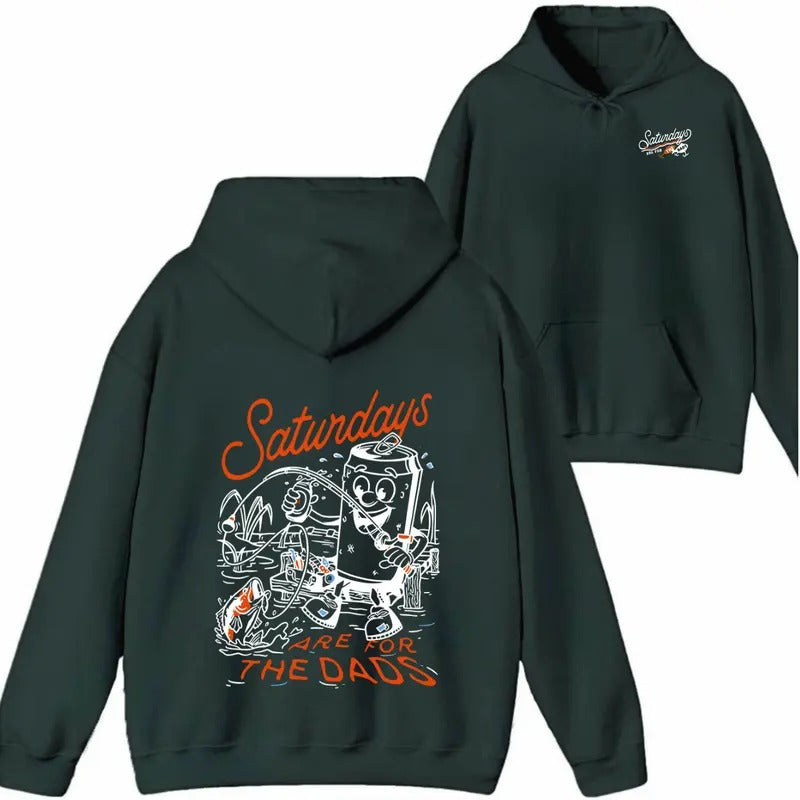 Saturdays Are For The Dads Shirt/Sweatshirt/Hoodie- Fun Fishing Cartoon Design, Perfect for Proud Fathers, Ideal for...