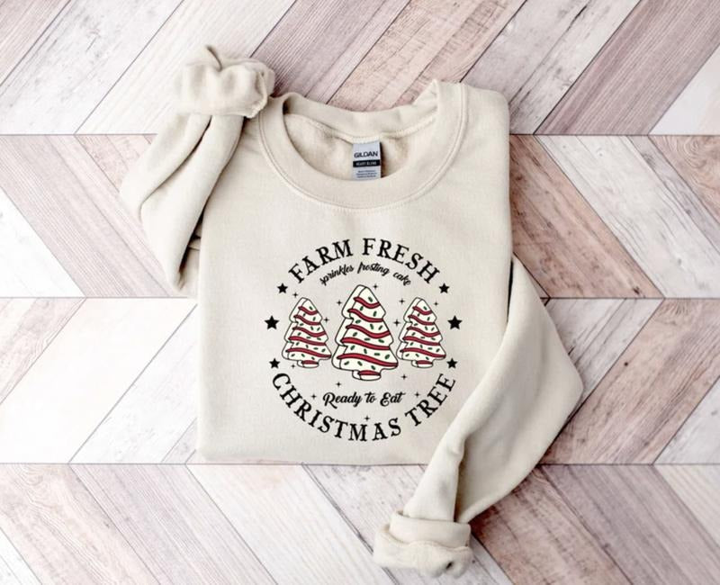 Farm Fresh Christmas Tree Sweatshirt/Shirt/Hoodie, Retro Crewneck, Gift For Girlfriend, Cotton, Print Tee | UrbanDripWear.com