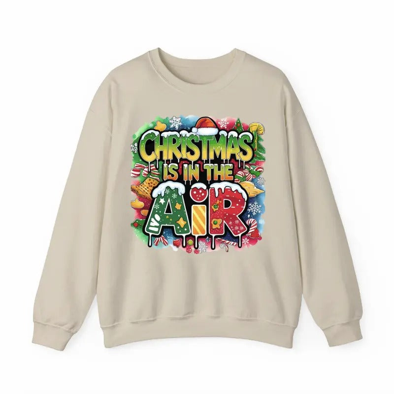 Christmas Is In The Air Sweatshirt/Shirt/Hoodie, Retro Crewneck, Gift For Girlfriend, Cotton | UrbanDripWear.com
