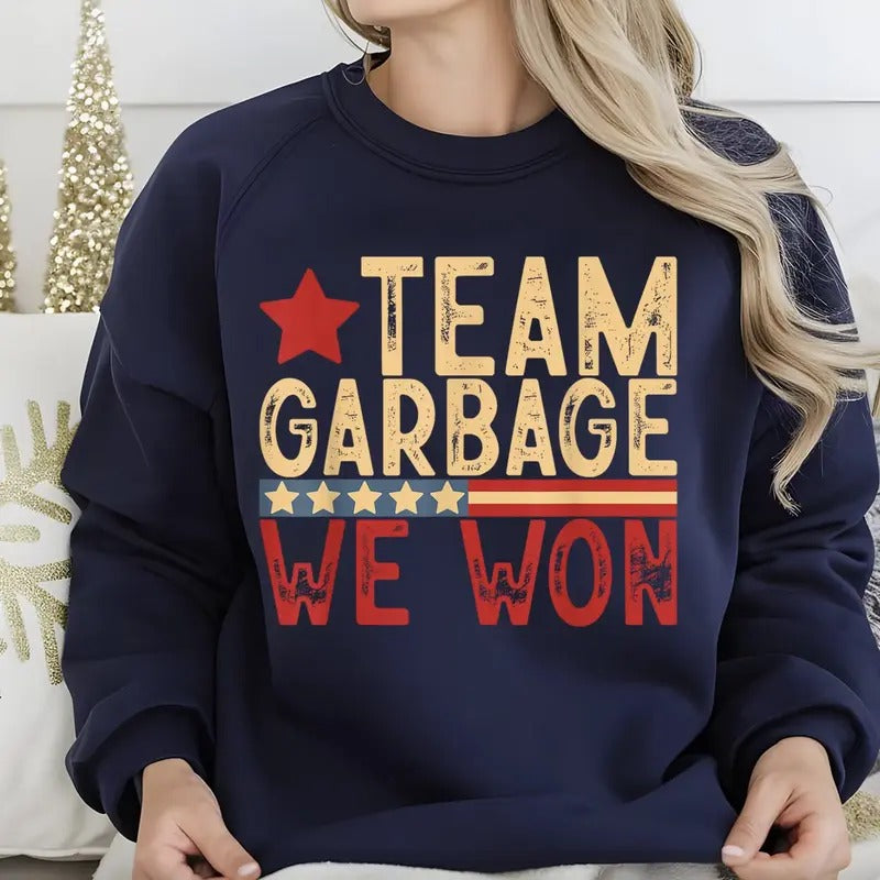 Team Garbage We Won Tshirt/Sweatshirt/Hoodie, Retro Santa Crewneck, Gift For MyFriends, Cotton, Menswear Top