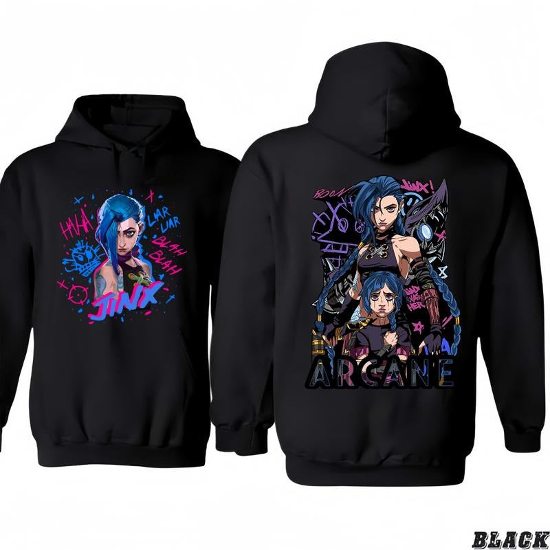 Arcane Jinx T-Shirt/Hoodie Vi League of Legends New Season Unisex T-Shirt/Hoodie, Unisex for Man and Women, 100% Cotton,...