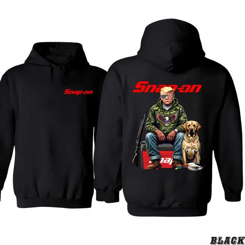 Snap-on Hunting Hoodie - Rugged Outdoorsman 2-Side T-Shirt/Hoodie, Unisex for Man and Women, 100% Cotton, Vintage Graphic...