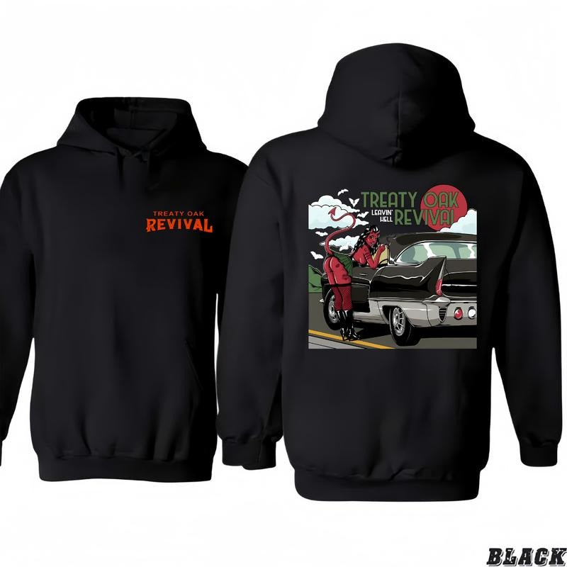 Leaving Hell T-Shirt/Hoodie - Treaty Oak Revival 2 Sided Unisex T-Shirt/Hoodie, Vintage for Men and Women, Unisex Vintage...