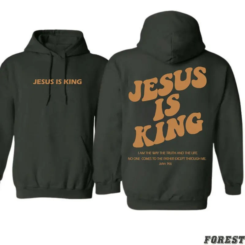 Jesus is King Hoodie/T-Shirts 2-sided Printing Christian Hoodie/T-Shirts Vintage Style Unisex T-shirt/Hoodie, Vintage for...