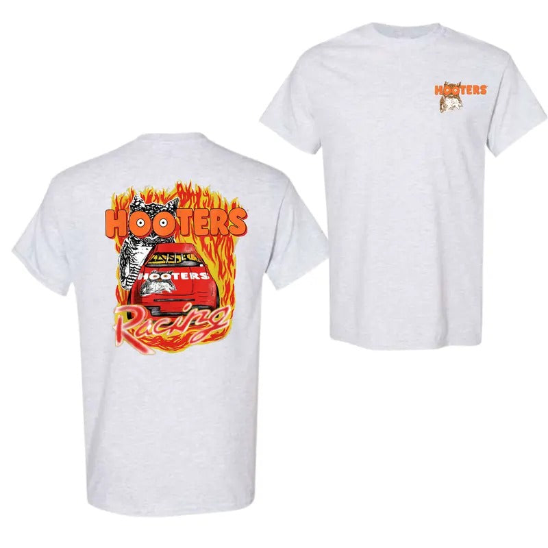 Hooters Adult Classic Fit Racing Flames T-Shirt, For Men, For Women Hoodie, Sweatshirt | UrbanDripWear.com