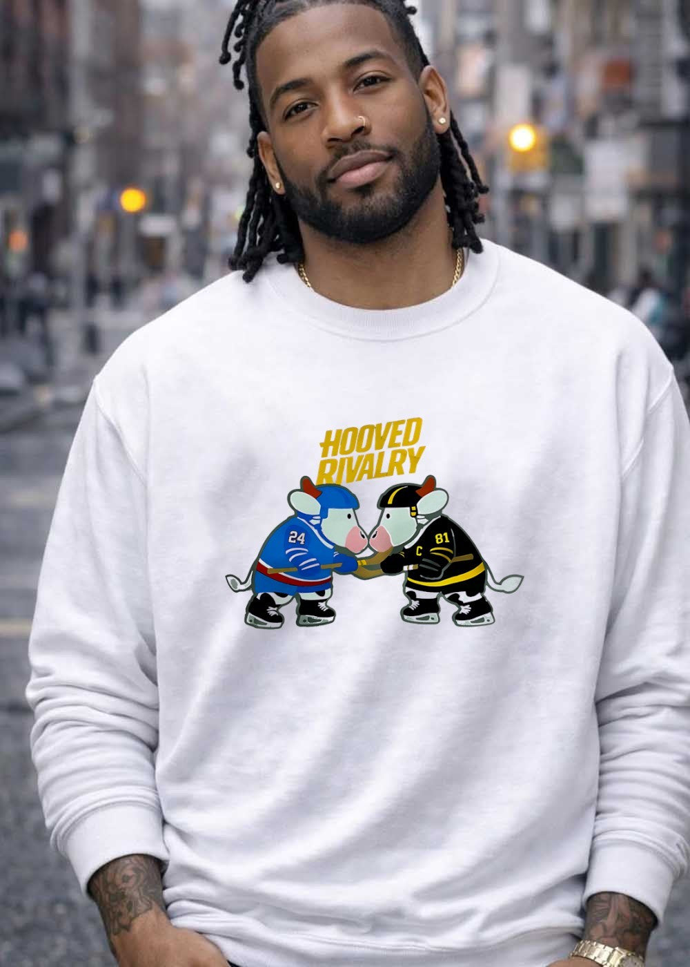 Hooved Rivalry Cows Playing Hockey Matchup Apparel Shirt
