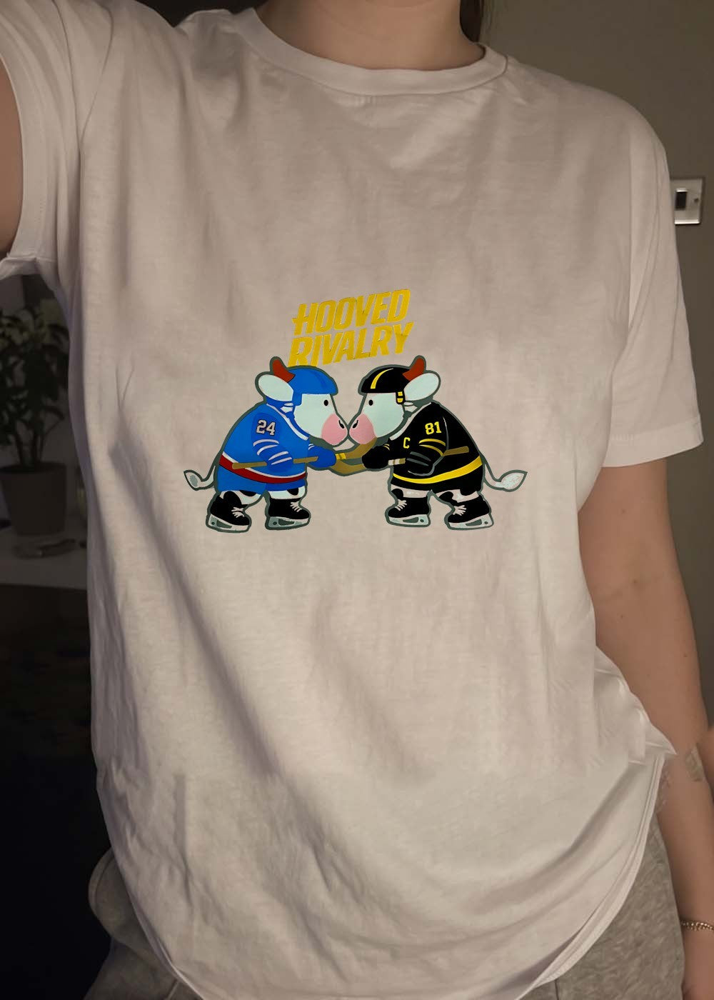 Hooved Rivalry Cows Playing Hockey Matchup Apparel Shirt