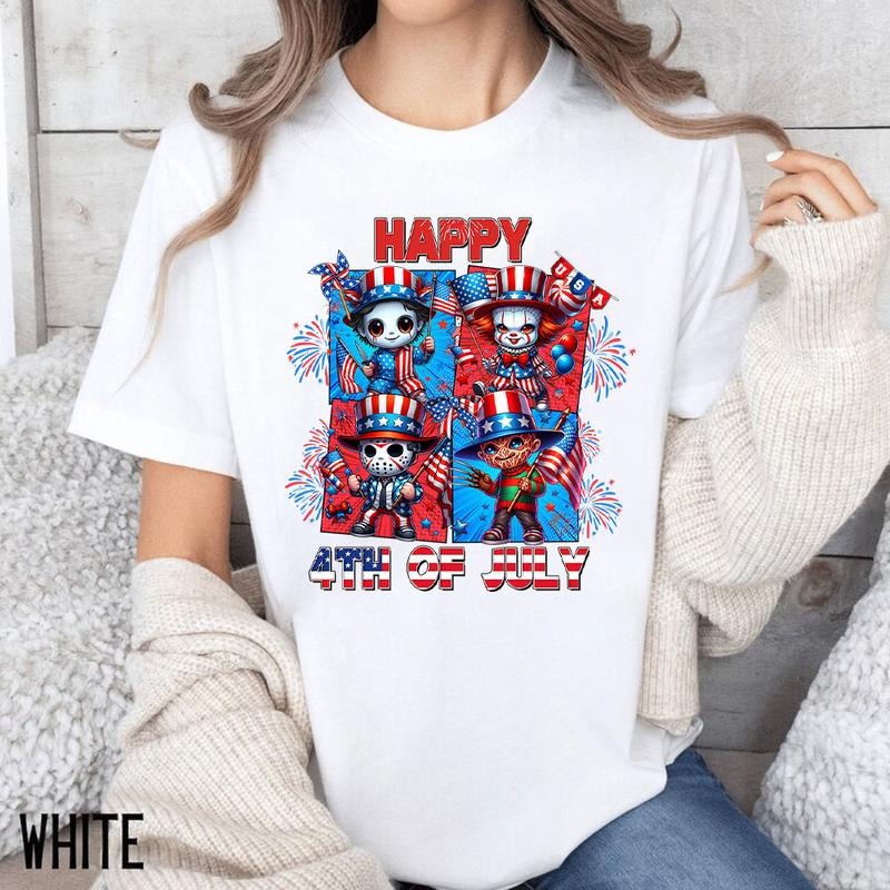 Horror Characters 4th Of July Shirt, Fourth Of July Shirt, Retro America Shirt, Memorial Day , Independence Day Hoodie,...