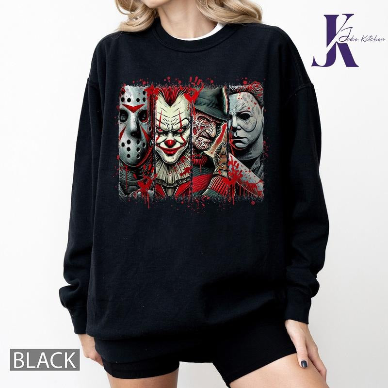 Horror Characters Friend Comfort Colors Shirt, Horror Movie Shirt, Vintage 90s Halloween Shirt, Chucky, Ghostface,...