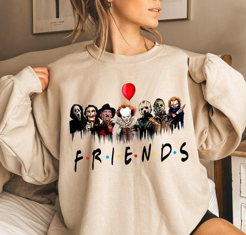 Horror Characters Friends Sweatshirt, Halloween Horror Characters Shirt, Friends Halloween Shirt, Horror Movie Characters...