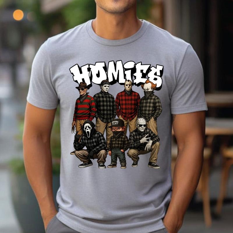 Horror Chicano HOMIES Shirt, Horror Characters Shirt, Halloween Graphic Tee Hoodie, Sweatshirt | UrbanDripWear.com