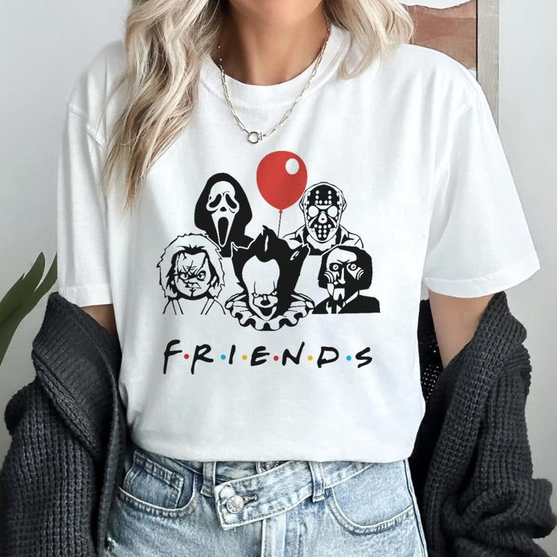 Horrow Movie Friends Horrow Team Shirt Pennywise Chucky Ghostface Jason Voorhees Jigsaw Shirt Horrow Halloween Shirt...