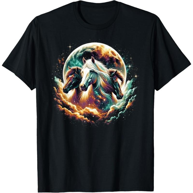 Horse Shirts For Women Teen Girls Horses Moon Graphic T-Shirt made in usa Hoodie, Sweatshirt | UrbanDripWear.com
