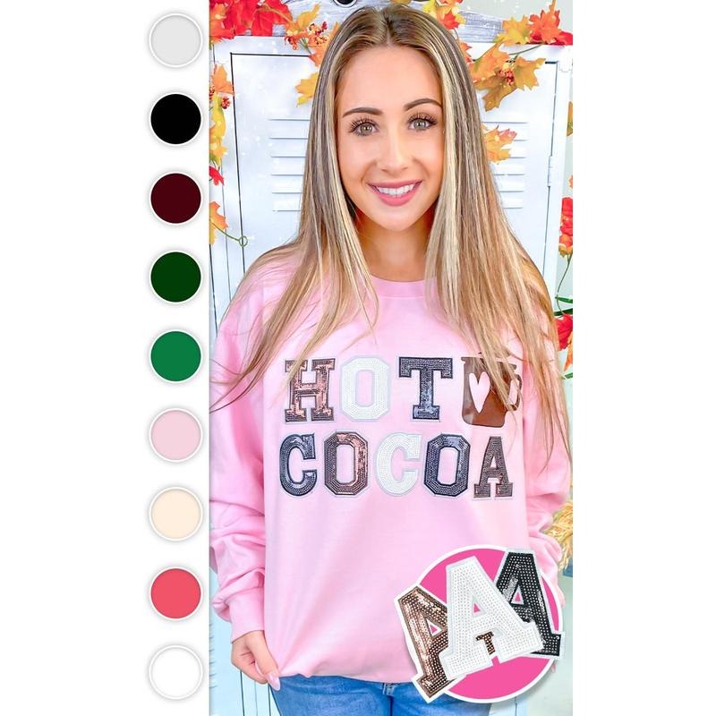 Hot Cocoa Sequin Graphic Sweatshirt T-Shirts, Hoodie | UrbanDripWear.com