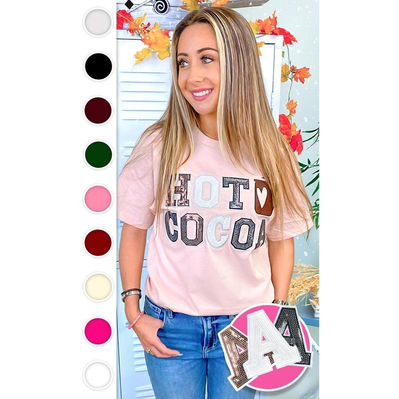 Hot Cocoa Sequin Graphic T-Shirt Hoodie, Sweatshirt | UrbanDripWear.com