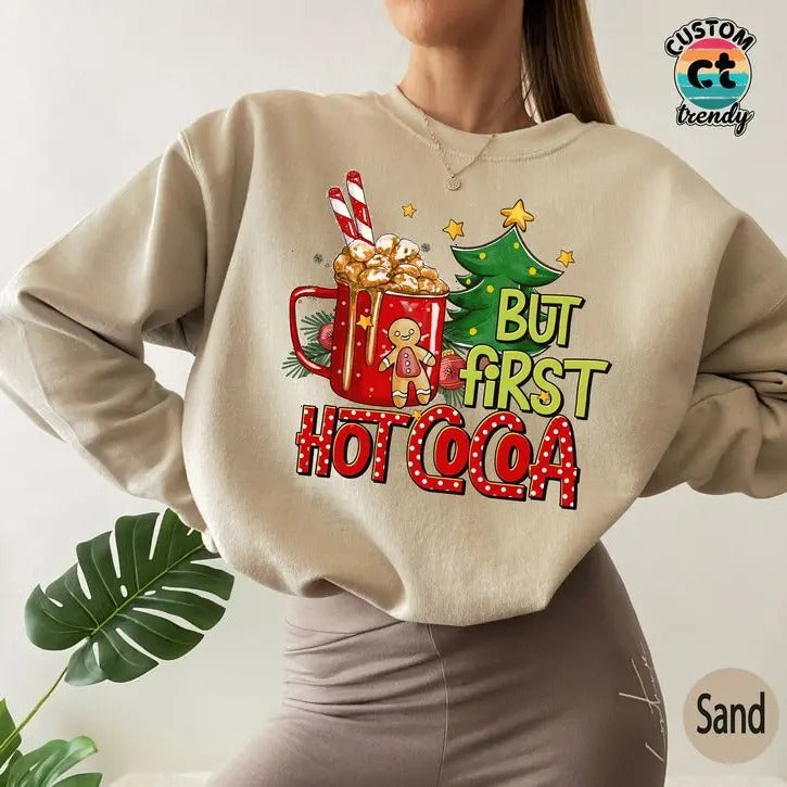 Hot Cocoa Sweatshirt, Merry Christmas Sweatshirt, Gingerbread Man Sweatshirt, New Year Sweatshirt, Xmas ,  Christmas...