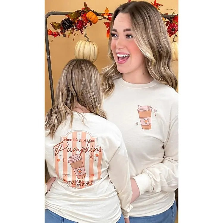 Hot Coffee Pumpkin Spice Graphic Long Sleeve T-Shirt Hoodie, Sweatshirt | UrbanDripWear.com