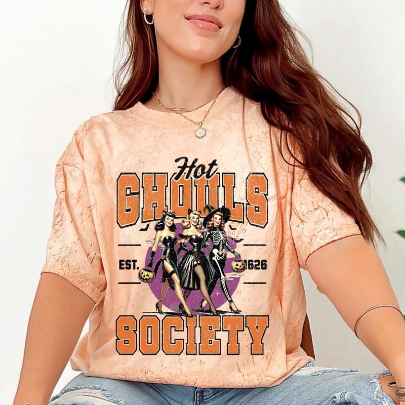 Hot Ghouls Society Shirt, Spooky Season Shirt, Halloween Tee, Halloween Graphic shirt, Comfort Colors Shirt, Ghost...