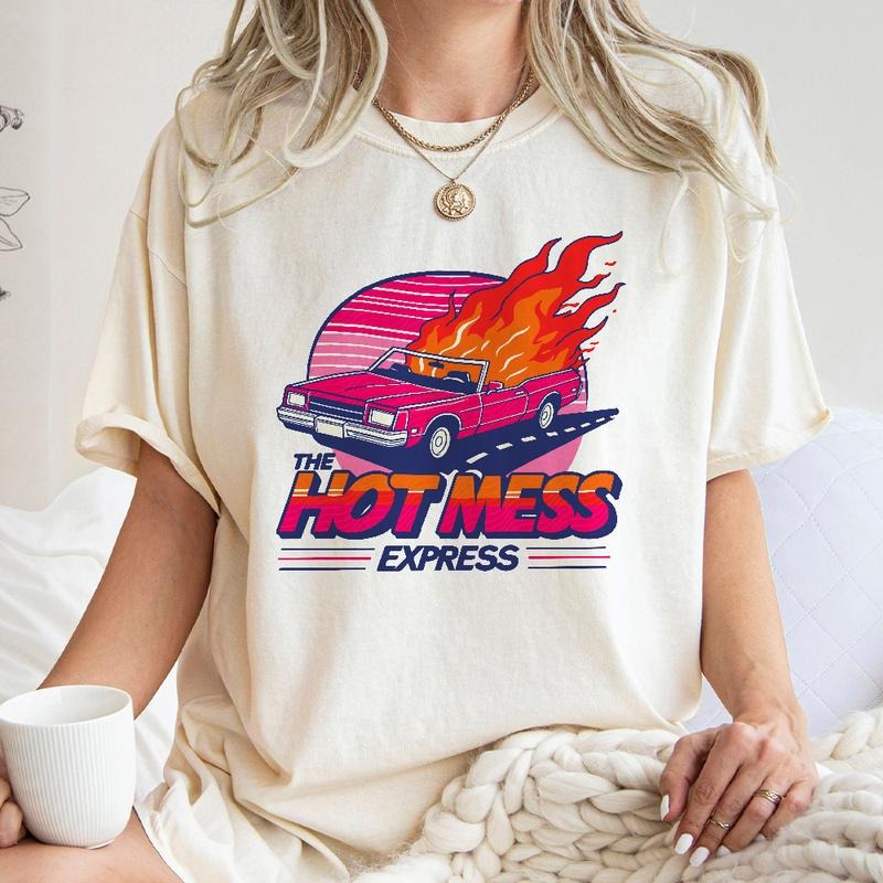 Hot Mess Express Shirt, Spicy Disaster T-Shirt, 80s Sweatshirt, Sarcastic Shirt, Trendy Shirt Hoodie | UrbanDripWear.com
